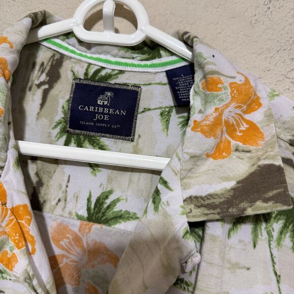 Caribbean Joe Hawaiian Shirt Mens L Palm Trees Cruise Vacation Tropical Island - Picture 2 of 6
